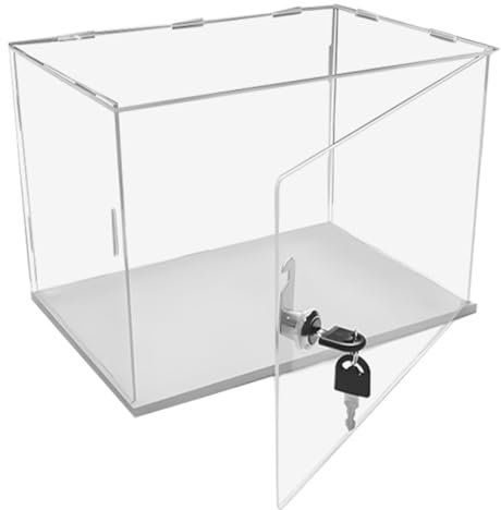 ZIMGOD Acryl Vitrine Stapelbare Acryl-Organizerbehälter mit Weißem Boden, Abnehmbare Sammlervitrine für Actionfiguren, Verdickter Aufbewahrungsschrank mit Türschloss(35x35x45cm(14x14x18in))