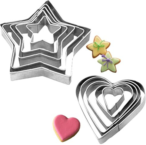 10 PCS Cookie Cutters Set Biscuit Cutters Heart Star Shape Cookie Cutter Stainless Steel Biscuit Cutter for Baking Dessert Making Birthday