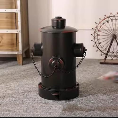 Cubo de Basura de Estilo Industrial de Hierro Vintage, Cubo de Basura Grande de Metal con Tapa, Pedal, Tapa Abierta, Boca de Incendios, Modelado, artesanía Antigua, Cubo