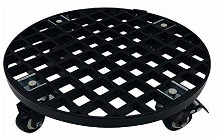 Carro redondo negro para macetas con ruedas, soporte para flores de jardín para interiores y exteriores, platillos