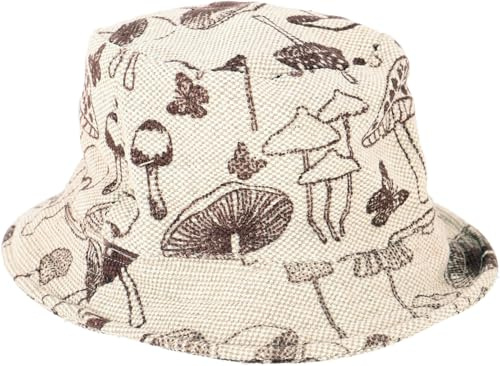 GURU SHOP Sommarhatt, svamptryck, slapphatt, fiskarhatt, solhatt – svart, män/kvinnor, bomull, linnefärger, one size