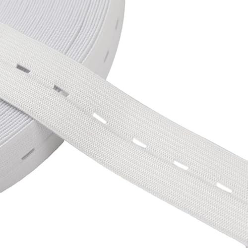 YNIYUJKL Banda Elástica De Punto con Ojal De 100 M, Banda De Goma Plana, Cinta Elástica para Costura DIY, Accesorios para Prendas Y Pantalones, 15/20/25/30 Mm,White-20mm