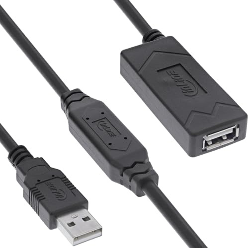 InLine USB 2.0 Aktiv-Verlängerung mit Signalverstärkung, USB-A Stecker/Buchse, Druckerkabel Verlängerung, 15m, 34612A