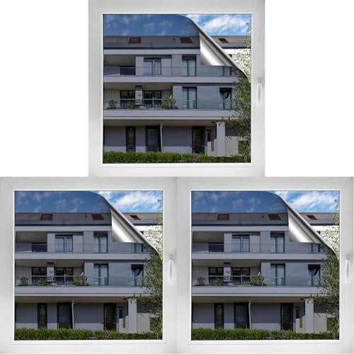 d-c-fix Spiegelfolie selbstklebend (67,5x150cm) Fensterfolie von außen Blickdicht, von innen durchsichtig (tagsüber) - 99% UV-Schutz Blickschutz reflektierend verspiegelt Fenster Sichtschutz Folie