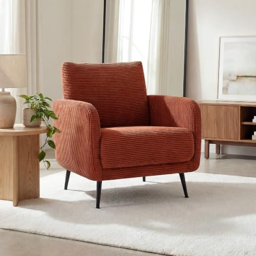 Sicaan Sessel Emma Cord-Samt Terracotta – Moderner, bequemer Sessel mit ergonomischer Sitzfläche – Stilvolles Design für Wohnzimmer, Schlafzimmer oder Büro – 71 x 75 x 81 cm