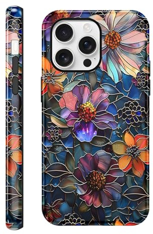 Saqmkil Fodral för iPhone 16 Pro, Aesthetic Ritningar Mode Silikon Blomsterfodral, TPU Kvinnor Tunn Mjuk Stötsäker Stötsäker Skyddshölje Fodral för iPhone 16 Pro 6,3 tum, Färg