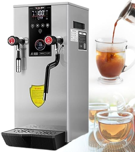 Pealiritansemen Espumador de Leche Profesional 12L - Calentador de Agua De Mesa 2500 W, Espumador De Leche Automático, Pantalla De Temperatura Y Manómetro De Presión De Vapor, Para Cafés Grey