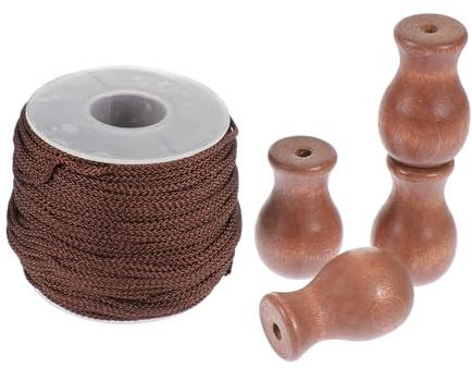 CONGARTENO Cordons pour Store Vénitien Tressés 1,8 Mm Sangle De Rideau Bois Marron 50 Mètres Accessoire Cordon Rideaux Pratique pour Maison Salon Chambre La Cuisine Lot 1 Set