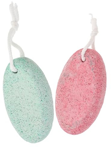 FIXOSHEE Pomice per Piedi in Pietra Vulcanica Doppia Faccia 2 Pezzi con Scatola di Conservazione Rimuove Calli e Ammorbidisce Pelle Dura Colore Casuale