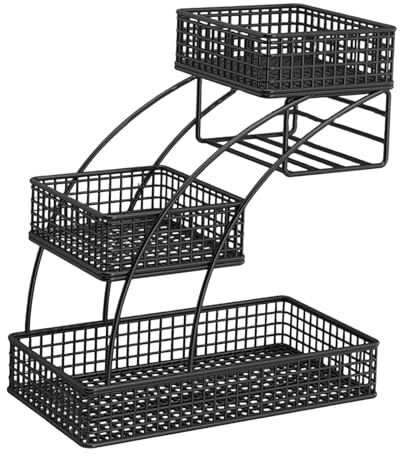 Baoblaze Cesto di Frutta Da Cucina, Organizer a 3 Ripiani, Decorazione per La Casa in Metallo, Portafrutta per Soggiorno, Tavolo Da Pranzo E Bancone, Nero