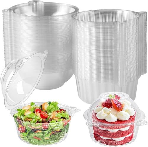 MEETOZ 100 Pack Cupcake Boxes for Baking, Clear PP Cupcake Containers Individual for Cupcakes, Large Muffin, Salad, Cheese, Suitable for Home Baking, Party, Wedding, Cake Shop