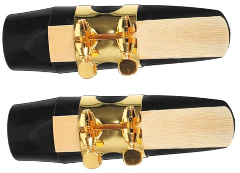GLEAVI Boquilla para Saxofón Alto 2 Unidades Negra de Plástico Ligadura Dorada Accesorios para Instrumentos Musicales Adecuada para Estudio y Presentaciones