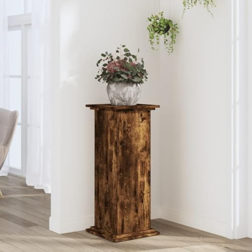 Generico Supporto per Piante Rovere Fumo 33x33x80 cm Legno Multistrato,Marrone,12.7kg,852973