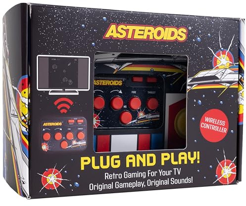 Fizz Creations Asteroids Plug & Play HDMI Spielekonsole Retro TV Arcade