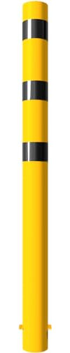 BAUZAUNWELT Absperrpfosten Poller Ø 152 x 3,2 mm ortsfest zum Einbetonieren - Länge: ca. 2000 mm - gelb beschichtet (RAL 1023) mit drei schwarzen Streifen