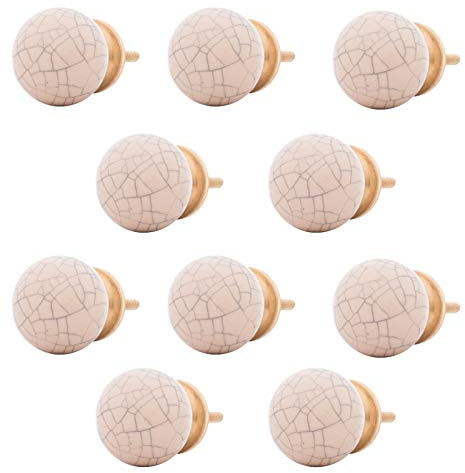 Knober Keramik-Möbelknöpfe klein marmoriert 31mm Landhausstil Shabby-Chic Schrankknopf Türgriff (07. 10 X Beige)
