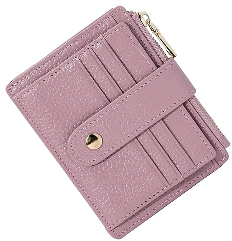 BTNEEU Uomo Donna Porta Carta di Credito Pelle RFID Blocco Portafoglio Piccolo Slim con Tasca Portamonete, con 9 Slot, Rosato, Petit, Classico