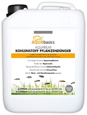 AQUAbasics Aquarium CO2 Kohlenstoff Pflanzendünger sorgt für einen sichtbaren Wachstumsschub Ihrer Aquarium-Pflanzen - Schöne Pflanzen und deutlich weniger Algen, Größe:5 Liter