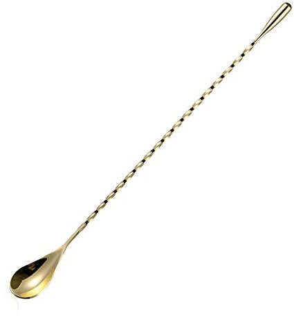 Cocktail-Rührlöffel, Edelstahl, langer Cocktail-Shaker, Bargeschirr, Rührlöffel, gedrehter Barlöffel, 30 cm, goldfarben