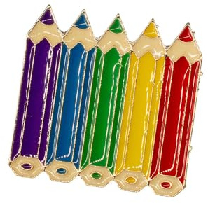 Miniblings Buntstift Brosche Bleistift Stift Schule Stifte Einschulung | Für Revers, Jacke oder Tasche, aus Berlin, mit Zeichnen und Malen