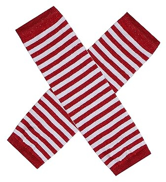 ZUYPSK 1 Paar Damen gestrickt Fingerlose Handschuhe Armstulpen Warme Verlängerte Handschuhe gestreift Ellenbogen Fäustlinge Winter für Outfit Clubwear Party Kostüm Zubehör