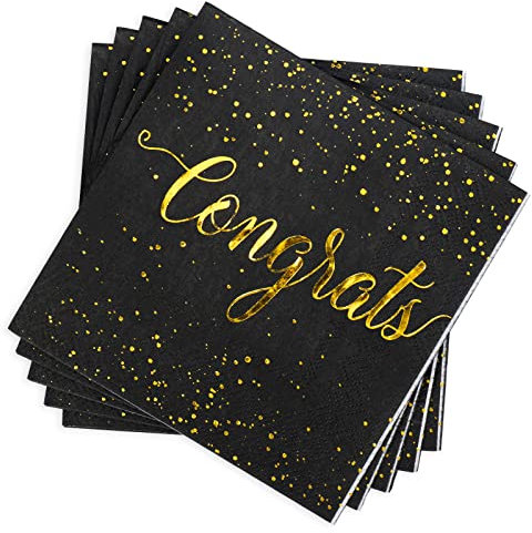 Whaline Lot de 80 serviettes en papier jetables pour fête de fiançailles, remise de diplôme, fête prénatale, fête, 12,7 x 12,7 cm