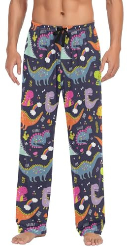 ODAWA Pyjamahose für Herren, trendige, illustrierte Schlafloungehose mit Taschen, lange Pyjamahose
