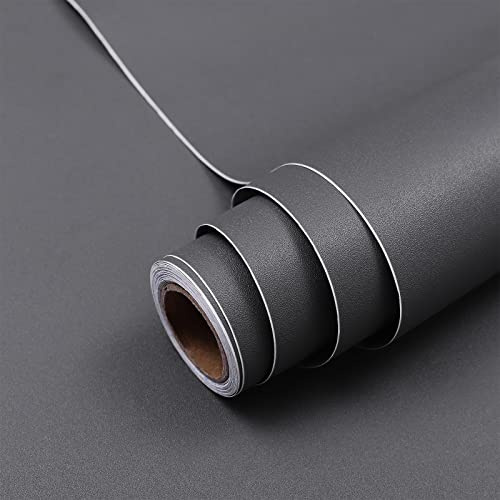 Hode Papier Adhesif pour Meuble Mat Revêtement Vinyle Papier Peint Adhesif | 60x600cm Rouleau Vinyle Adhesif Gris Foncé Papier Peint Autocollant Mural Murs Tables Salles de bain Armoires Comptoirs