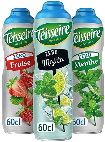 3 jarabes sin azúcar Mojito menta verde fresa 3X0.6L