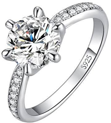 JewelryPalace Klassisch 1ct 1.5ct 2ct 3ct Rundschliff Zirkonia Solitär Promise Ring Damen, Verlobungsring Damenring Silber 925 mit Stein Frauen, Simulierte Diamant Jubiläum Eheringe Silberringe