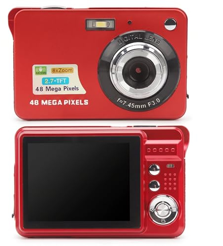 Appareil Photo Numérique 4K, Appareil Photo Compact 48MP 8X Zoom avec écran LCD 2,7 Pouces, Prise en de L'appareil Photo Numérique Portable, Retardateur