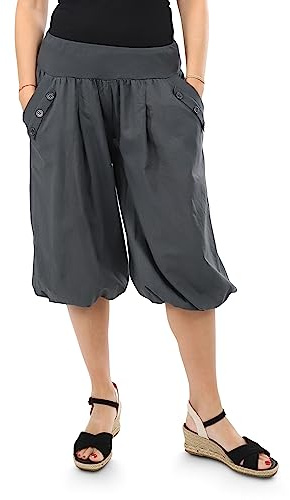 Malito - Capris de Mujer - pantalón Corto Talla única confeccionado en algodón - pantalón de Tejido Ligero y cómodo para los días cálidos - pantalón Fino Aladdin para el Verano 23286P Talla única