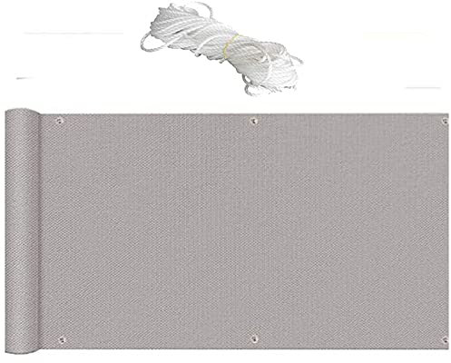 TEmkin Toldo Lateral Pantalla de Privacidad 0.85X9.5M Protección Solar Sombrilla con Ojales para Patio Trasero, Gris Claro