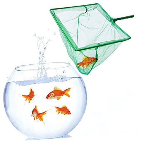 POPETPOP Mini-fischtanknetz Grün Aquarium-fangnetz Mit Griff Quadratisches Netzdesign Für Wasserpflanzen Und Kleine Fische Haken Am Griffende Für Einfache Aufbewahrung
