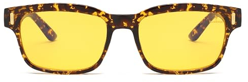 Flamengo® Night Sight - Polarisierte Nachtfahrbrille – Nachtsichtbrille Damen Herren – Scheinwerferbrille mit Gelben Gläsern – Leichte Autofahrer NachtBrille für die Nacht (Braun)