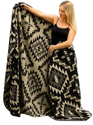 Tommy Lion - Alpaca Wool Blanket, Handmade Queen 90 x 80 in - Black