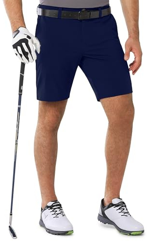 Outdoor Ventures Herr golfshorts UPF 50 stretch 25 cm Bermudashorts lätta snabbtorkande korta byxor med 3 tehållare och fickor för golf, Mörkblå, 36 SE