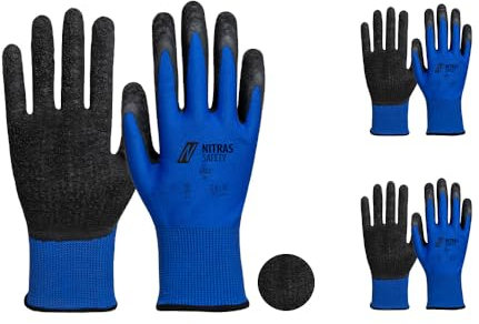 Nitras Arbeitshandschuhe mit Latex Grip Beschichtung | Größe 9 | 3 Paar