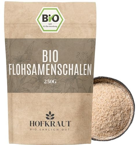HOFKRAUT Flohsamenschalen BIO 250g | Organic Psyllium Husk | Reich an Ballaststoffen | Ayurvedischer Allrounder | 100% kontrolliert biologischer Anbau
