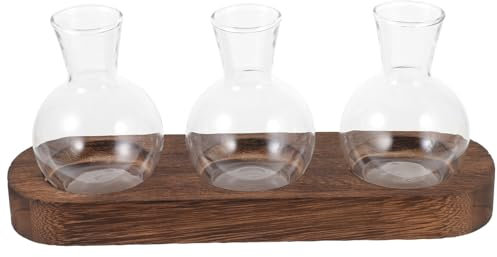 BESPORTBLE Pothos Vase Wooden Base Creative Home Decor Indoor Plant Pot Glass Vase