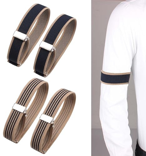 LONGHAO 4 pcs Hemdhalter,Hemdhalter Herren,Ärmelhalter Verstellbar | Elastische Hemd Ärmelhalter,Verstellbares Hemd Ärmelhalter,Kann zum Befestigen Von Hemden,vatertagsgeschenk für papa
