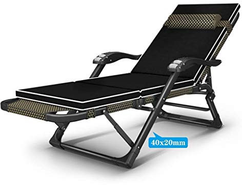 Robuster, Faltbarer Zero-Gravity-Loungesessel, Liegestühle im Freien für Terrasse, Pool, Deck, Balkon, Strand, Rasenmöbel, Gelb (Farbe: Schwarz-1)