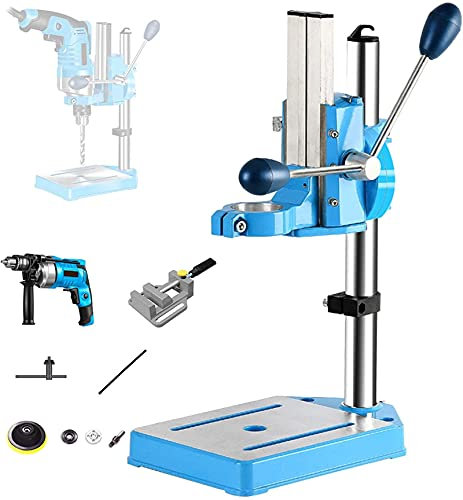 Supporto da banco girevole per trapano da tavolo resistente, 38-50 mm, corsa 80 mm, base in alluminio pressofuso, colonna ispessita, foratura fai da te in metallo