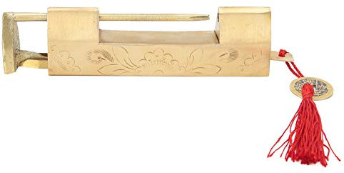 Schrankschloss-Set, Horizontales Vorhängeschloss, Antikes Chinesisches Schmuckschatullen-Vorhängeschloss Im Alten Stil aus Messing mit Schlüssel für Vorhängeschlösser mit