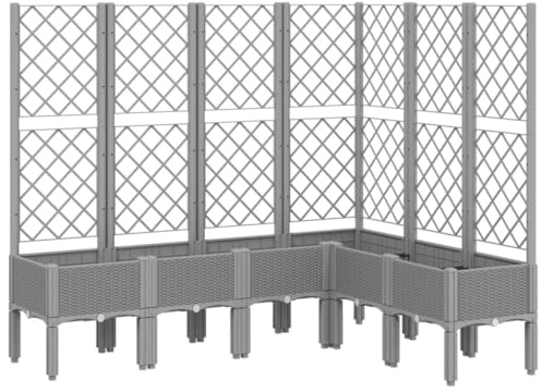 Natulvd Corner Planter with Trellis, 160x120x142 cm Wide & Tall Outdoor Raised Garden Bed with Legs for Climbing Plants, Trellis Planter Box (Rustic)