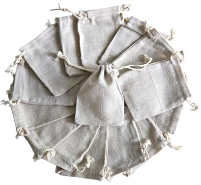 Stoffsäckchen zum Befüllen, Baumwollbeutel 10 x 8 cm, Stoffbeutel aus Baumwolle, Jutesäckchen mit Kordelzug, Geschenktüten, Jutebeutel mit Zugband, Baumwolltasche Set, unbedruckt (50)