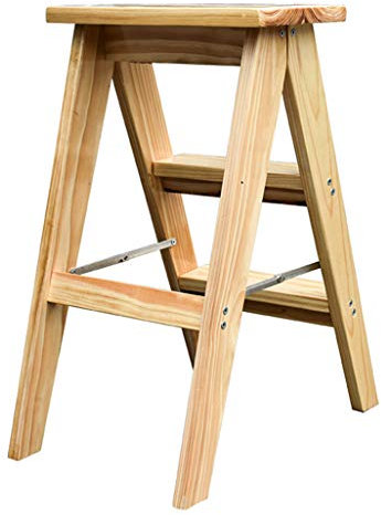 Chaise d'escalier de Cuisine, escabeau à 3 marches, Tabouret de bibliothèque Pliable, échelle en Bois, escabeau de sécurité, Hauteur 62 cm/70 cm Max. 200Kg/Hauteur:70Cm