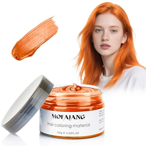Hair Colour Wax 120g – 2 IN 1 Temporary Hair Colour & Styling Wax with Strong Hold, Easy to Apply & Wash Out, Ideal for Cosplay, Festivals, Parties & Halloween (Orange)