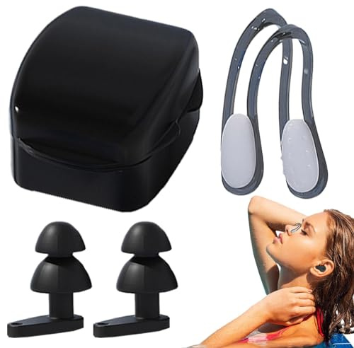 Protector de oído y nariz, tapones para los oídos de natación | Tapones para los oídos de natación de silicona con pinza nasal | Juegos de pinzas para la nariz y tapones para los oídos de natación