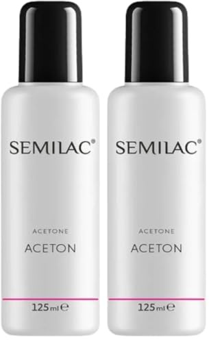 Semilac Remover Acetone Nagellackentferner 125 ml Für Hybridlack UV LED Nagellack Reiniger für Maniküree und Pediküre Dermatologisch Getestet (Packung mit 2)
